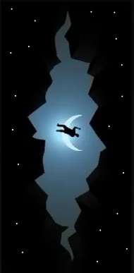 Figure falling through a fissure in space